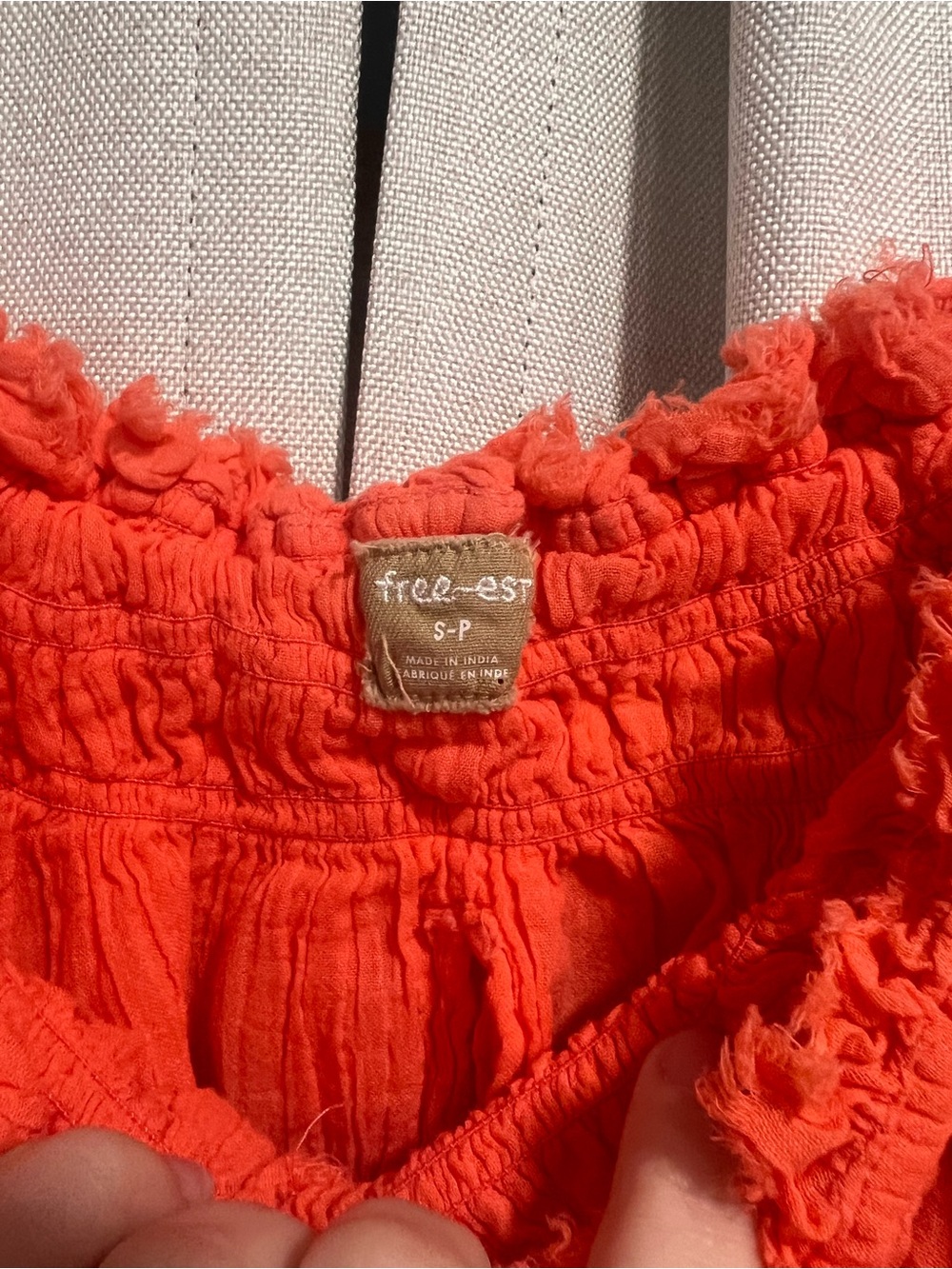 Free People Free-ish Salmon Layla Top 100% Cotton Small Crochet Babe - Picture 4 of 16